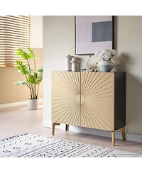 Kings Brand Furniture George Console Table for Entryway, Wood Sofa Table, Elegant Hallway Tables (Black Frame, White Door)