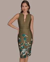 Donna Karan New York Women's Split V-Neck Floral Sheath Dress
