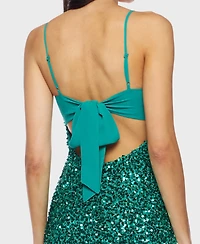 Alex & Sophia Juniors' Sequined V-Neck Short Dress