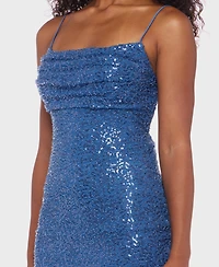 Alex & Sophia Juniors' Strappy Low Back Straight Neck Dress