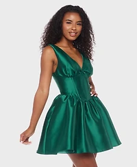 Alex & Sophia Juniors Wide Strap V-Neck Party Dress