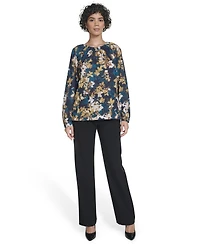 Calvin Klein Women's Long Sleeve Keyhole Blouse