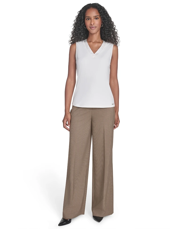 Calvin Klein Women's Mixed-Media Sleeveless Blouse