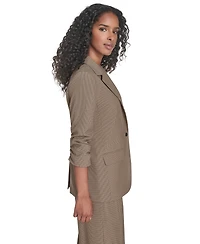 Calvin Klein Women's Novelty Check 3/4-Sleeve Jacket