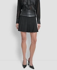 Dkny Women's Paneled Mix Media Scuba Mini Skirt