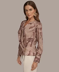 Donna Karan New York Women's Long Sleeve Printed Top