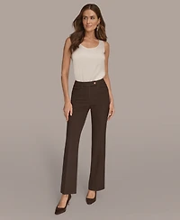 Donna Karan New York Women's Mid Rise Straight Fit Pinstripe Pants