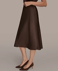 Donna Karan New York Women's Petites Satin A-Line Midi Skirt, Regular & Petite
