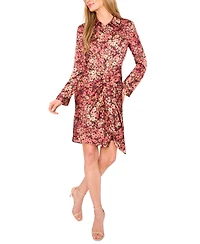 CeCe Women's Collared Button Down Tie Front Shirt Dress