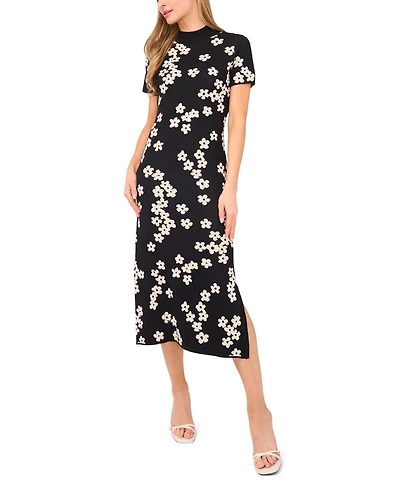 CeCe Women's Flower Jacquard Maxi Knit Dress