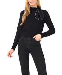 CeCe Women's Scarf Tie Neck Sweater