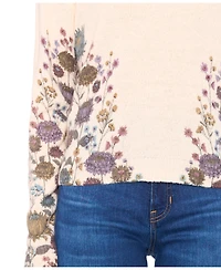 CeCe Women's Floral Print Crewneck Sweater