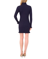 CeCe Women's Turtle Neck Ribbed Sweater Dress