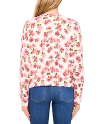 CeCe Women's Flower Printed Pullover Sweater