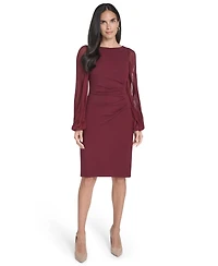 Jessica Howard Petite Side Ruched Long Sleeve Dress