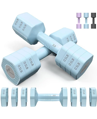 Sportneer Adjustable Dumbbells Hand Weights Set: 4 In 1 Weight Each 2lb 3lb 4lb 5lb Free Weights Dumbbells Set