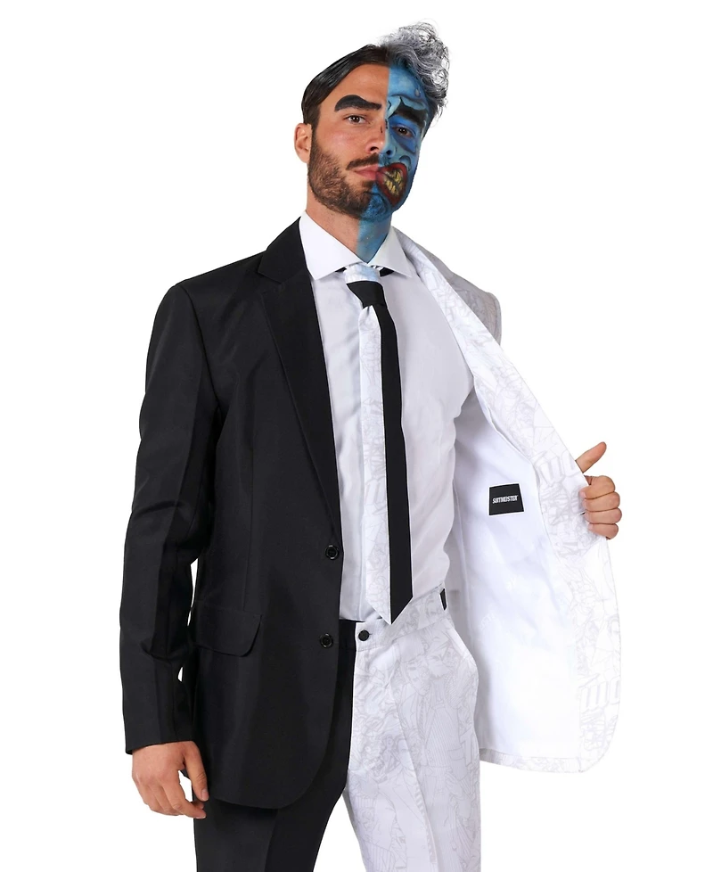 Suitmeister Men's Halloween Costume - Official Two Face Dc Characters Slim Fit Suit Black and White