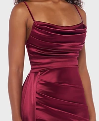 B Darlin Juniors' Satin Cowlneck Gown