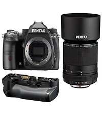 Pentax K-3 Mark Iii Aps-c-Format Dslr Camera, Black With Hd Da 55-300mm f/4.5-6.3 Ed Plm Wr Re Telephoto Zoom Lens with Pentax D-BG8 Battery Grip Blac
