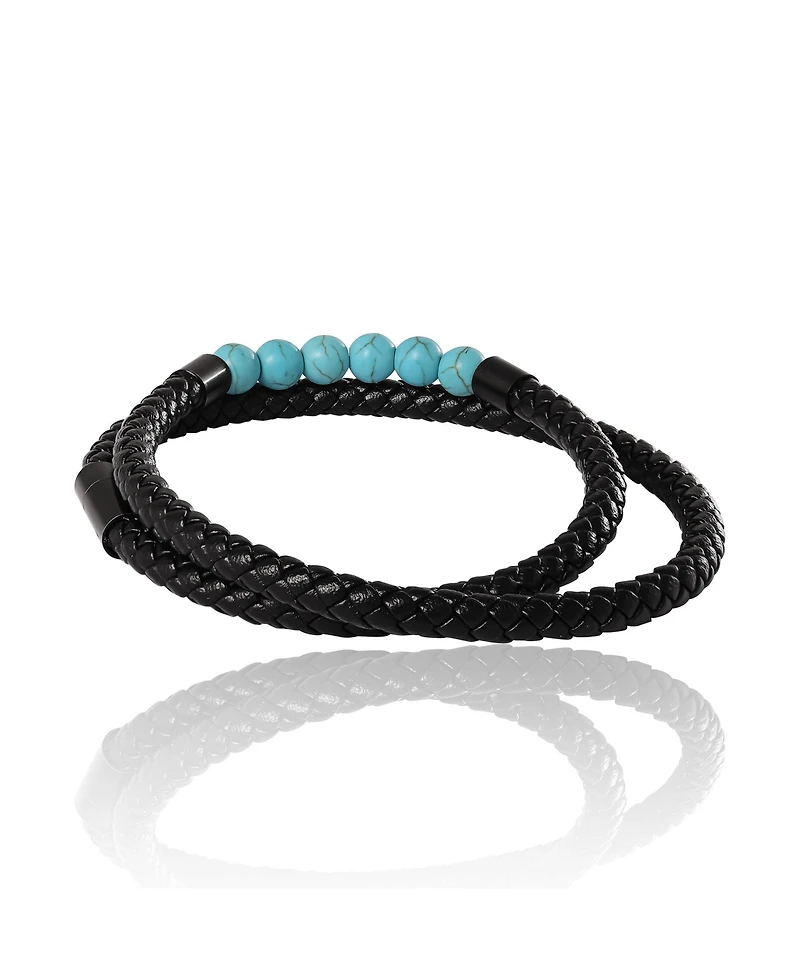 Lucky Brand Leather & Turquoise Beaded Bracelet