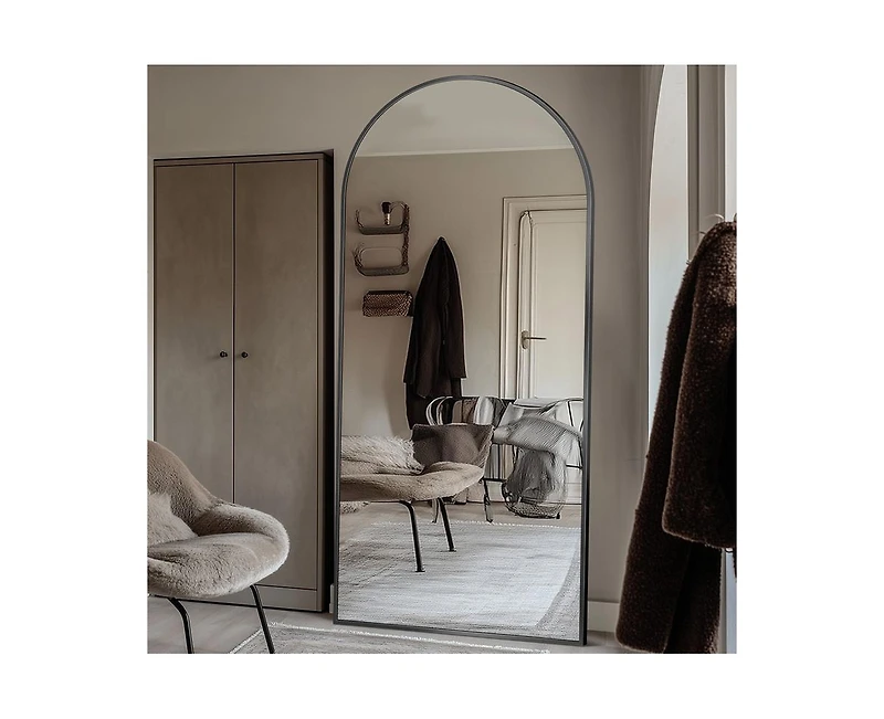 Antok Full Length Mirror, 76"x34" Floor Mirror, Arch Floor Standing Mirror Freestanding Arch Full Body with Stand for Bedroom, Hanging Mounted for Liv