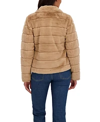 Sebby Collection Women's Grooved Short Faux Fur Jacket