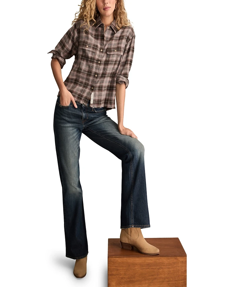 Lucky Brand Women's Plaid Cotton Flannel Button-Front Shirt