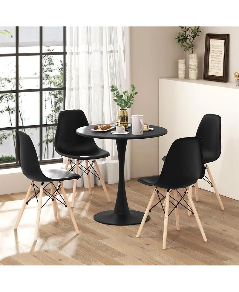 Gymax 5PCS Dining Set Modern Round Dining Table 4 Chairs for Small Space Kitchen