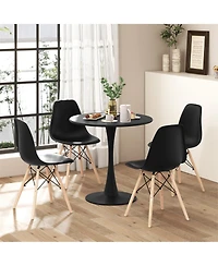 Gymax 5PCS Dining Set Modern Round Dining Table 4 Chairs for Small Space Kitchen