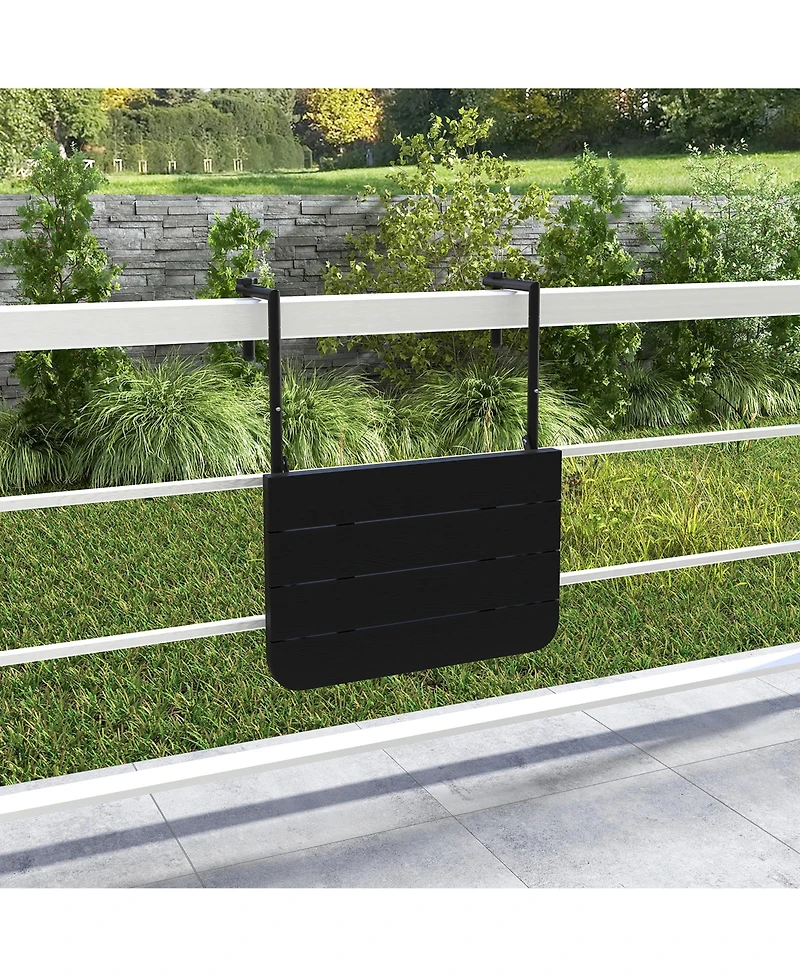 Costway Folding Hanging Table Outdoor Railing Table with 3-Level Adjustable Height