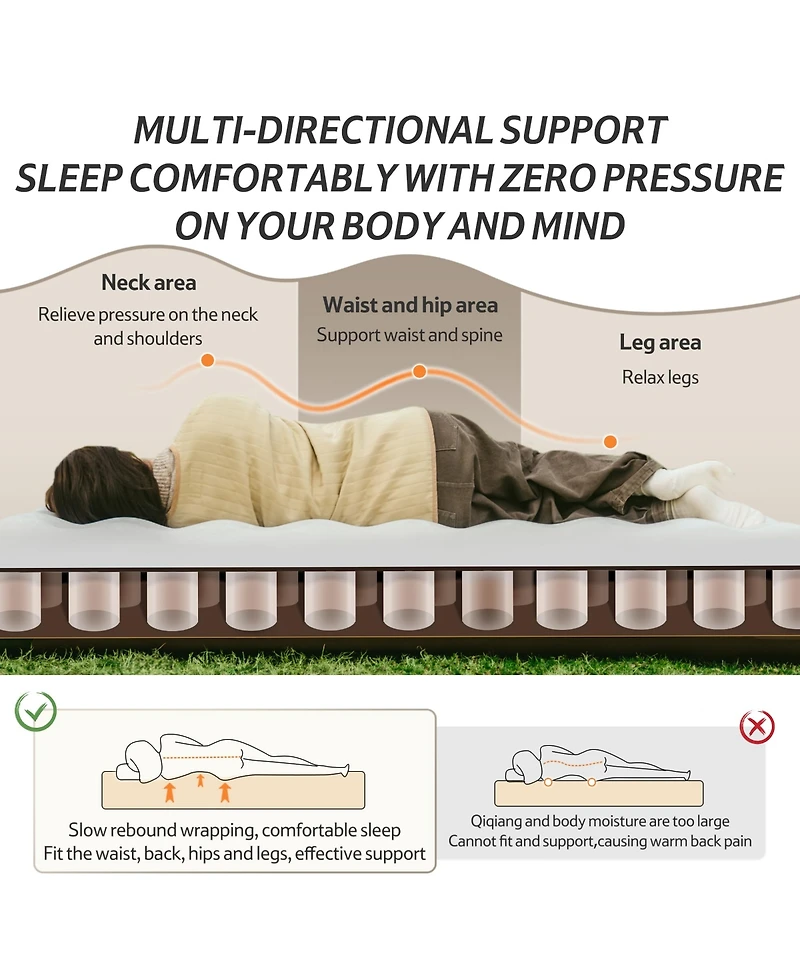 Naturehike 1/2/3 Person Self-Inflating Camping Air Mattresses,3 sizes Thick-Portable Lightweight Unmute-Sleeping Mat with Built-in Inflation Pump