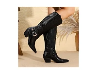Berness Tristen Croco-Print Western Boots