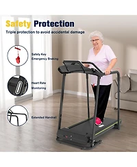 Redliro Senior Treadmill with Long Side Handrails, 300lbs Capacity, Led Display & Heart Rate Sensor, Safe Walking Treadmill for Elderly