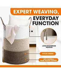 Cheer Collection Large Laundry Hamper (15x19.7") - 3 Tone Tan