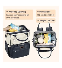 BabbleRoo Premium Faux Leather Diaper Bag Backpack Spacious & Stylish Nappy Organizer Light Brown