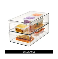 iDesign Large Stackable Fridge or Freezer Bin with Handle - Clear - Made in Usa