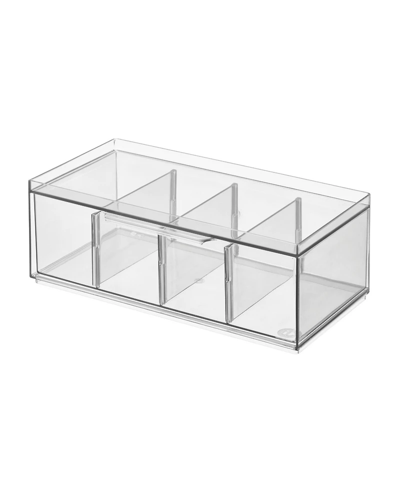 iDesign Stackable 4-Section Tea Storage Drawer for Countertop - Clear