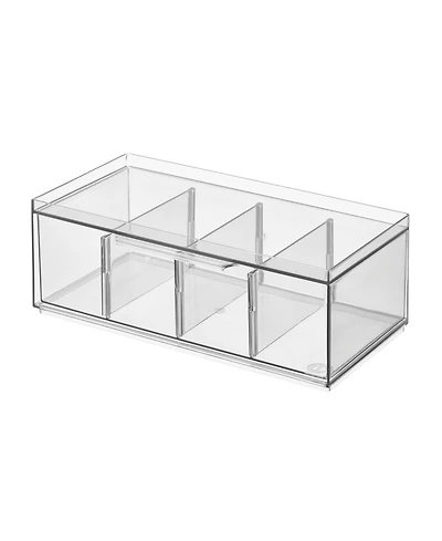 iDesign Stackable 4-Section Tea Storage Drawer for Countertop - Clear
