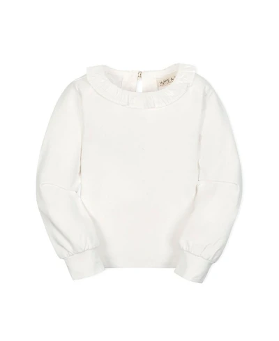 Hope & Henry Little and Big Girls' Organic Long Sleeve Ruffle Collar Knit Top