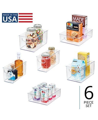 iDesign Plastic Stackable Pantry Bins with Handles, 6 Pack, Clear, Made in Usa