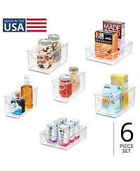 iDesign Plastic Stackable Pantry Bins with Handles, 6 Pack, Clear, Made in Usa