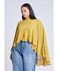 Eloquii Women's Plus Ruffle Detail Asym Cape