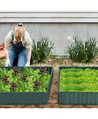 3-Tier Raised Garden Bed,47" x 47" 24" Metal Outdoor Elevated Planter Box