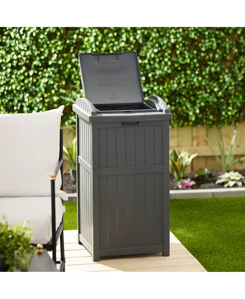 Suncast Suncast 30 Gallon Hideaway Trash Waste Bins for Outdoor, Cyberspace (2 Pack)