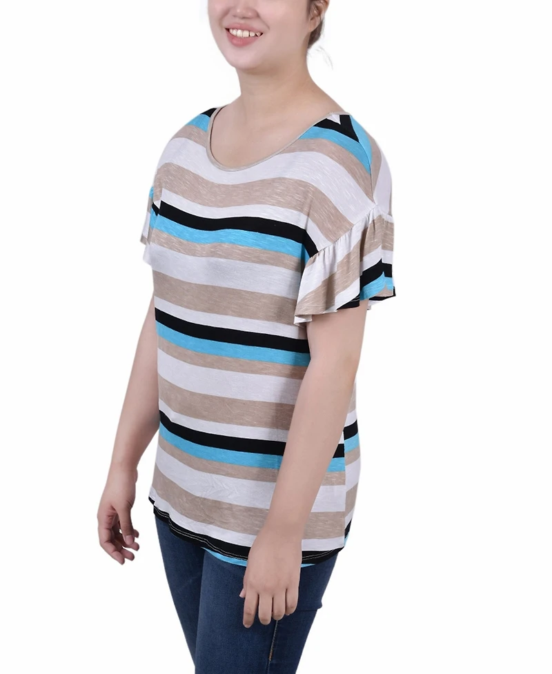 Ny Collection Petite Short Flutter Sleeve Top