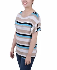 Ny Collection Petite Short Flutter Sleeve Top