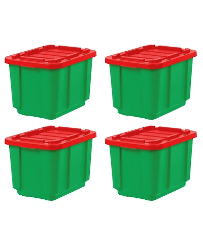 Iris Usa 11.5Gal/46Qt Heavy-Duty Stackable Plastic Holiday Storage Bin Tote Container with Quick Snap Lid - 4 Pack