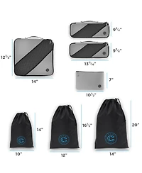 Carry Craft 7 Piece Packing Travel Organizer Cube Set for Luggage with Laundry and Shoe Bags - Grey
