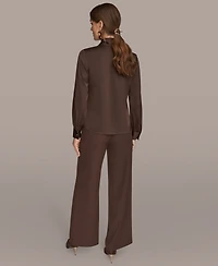 Donna Karan New York Women's Petite V-Neck with Bar in Scarf Top, Regular & Petites