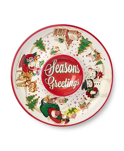 Certified International Santa's Retro Christmas Chip Dip Platter